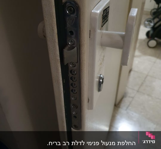 מנעול דלת עם ידית לבנה